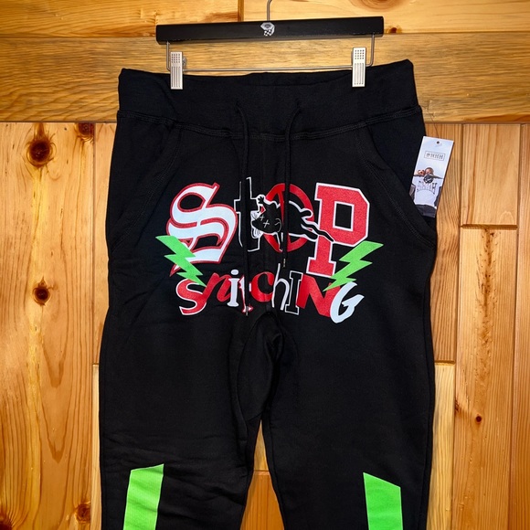 NEW Bobby Shmurda “Shhh Stop Snitching” *USA* Rap Black Sweatpants Joggers M NWT - Picture 2 of 9